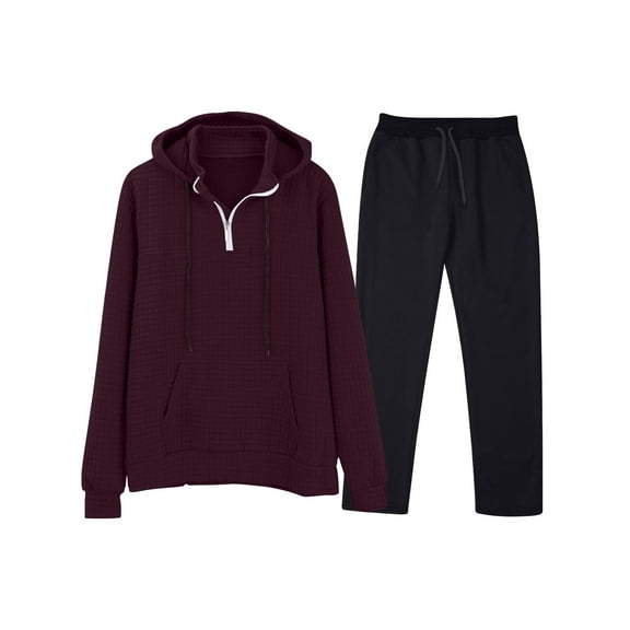 Dovford Men's Track Suit Stand Collar Sweatshirt Long Sleeve Hoodie And Pant Suit Work Pants Suits for Men Stretch Fit