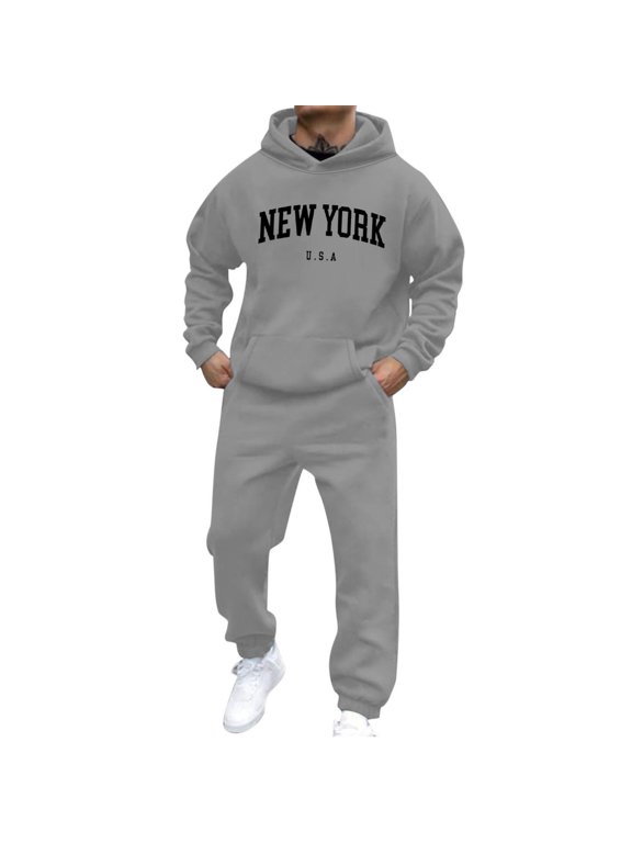 Men's Tracksuit 2 Pieces Set Long Sleeve Hoodie Sweatsuit Pullover Athletic Jogging Suits Casual Outfit with Pockets