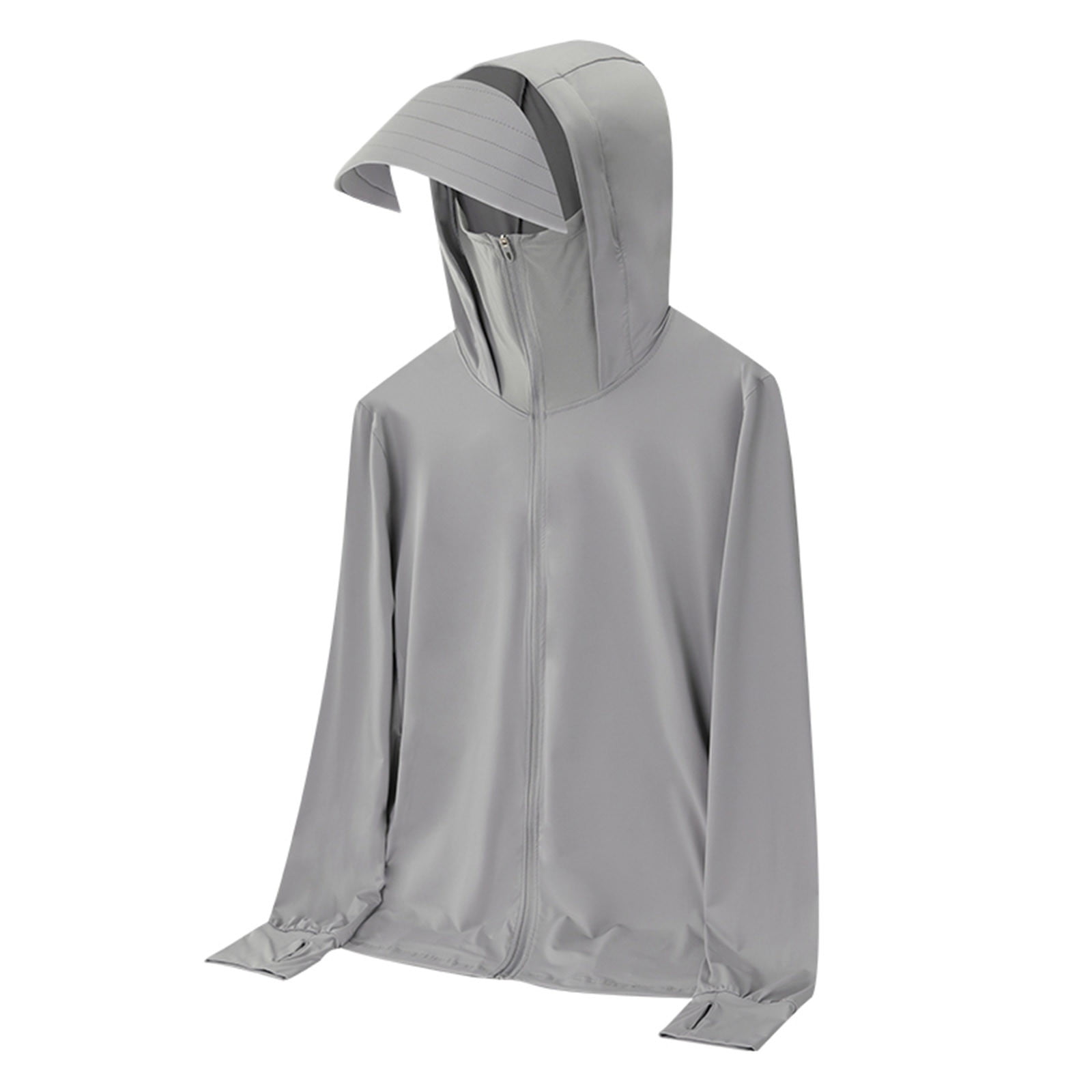 Ice Silk Hooded Zip Coat For Men UPF 50 Plus Lightweight Outdoor Jacket Sun Protection