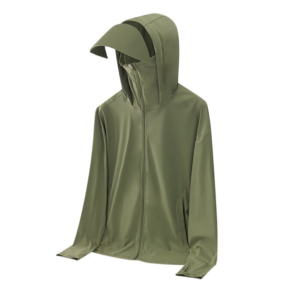 Dovford Men's UPF 50+ Sun Protection Outdoor Lightweight Full Zip Hoodie Jacket Long Sleeve Fishing Hiking Performance Shirt