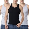 thumbnail image 1 of Dovford Men's Undershirts Crew Neck Cotton ComfortSoft Sleeveless Ribbed Tank Top Undershirts 3 Pack, 1 of 6