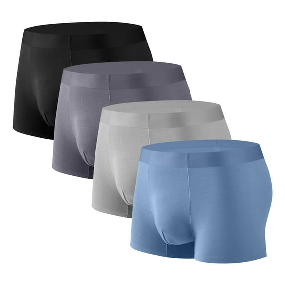 Dovford Men's Underwear Boxer Briefs Fly with Built-in 3D Pouch Comfortable Cool Underwear for Men 4 Pack