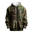 thumbnail image 1 of Dovford Men's Vintage Casual American Flag Cross Faith Hoodie, God Worship Long Sleeve Sweatshirt, Retro Love Jesus Christ Tshirt, 1 of 3