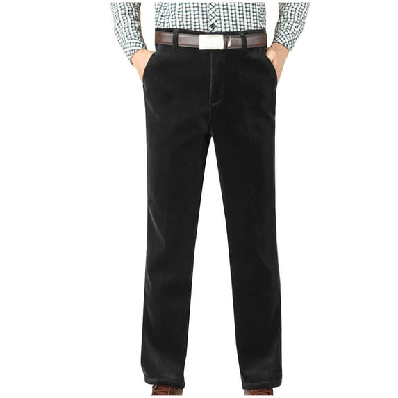 Dovford Men's Vintage Slim-Fit Corduroy Chino Pant Straight Flat Front Casual Pants Fall Winter Comfy Stretch Trousers with Pockets