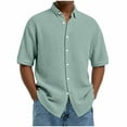 thumbnail image 1 of Dovford Men's Waffle Knit Short Sleeve Button Down Shirt Summer Casual Beach Vacation Shirts, 1 of 6