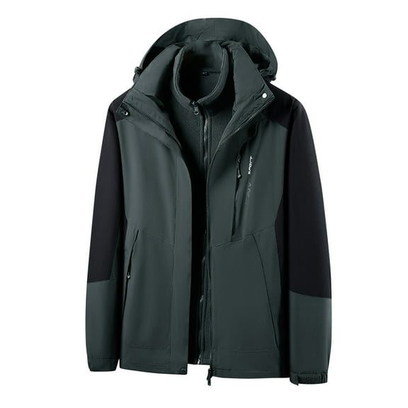 Dovford Men's Waterproof 3 in 1 Ski Jacket Warm Fleece Lined Winter Snow Coat Windproof Hooded Raincoat Heavyweight