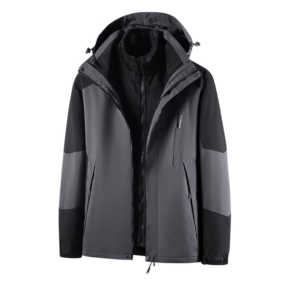 Dovford Men's Waterproof 3 in 1 Ski Jacket Warm Fleece Lined Winter Snow Coat Windproof Hooded Raincoat Heavyweight