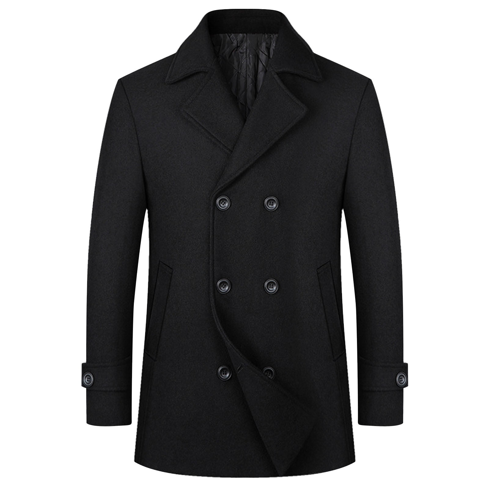 Chrisuno Men's Trench Coat Slim Fit Stand Collar Spring Fall