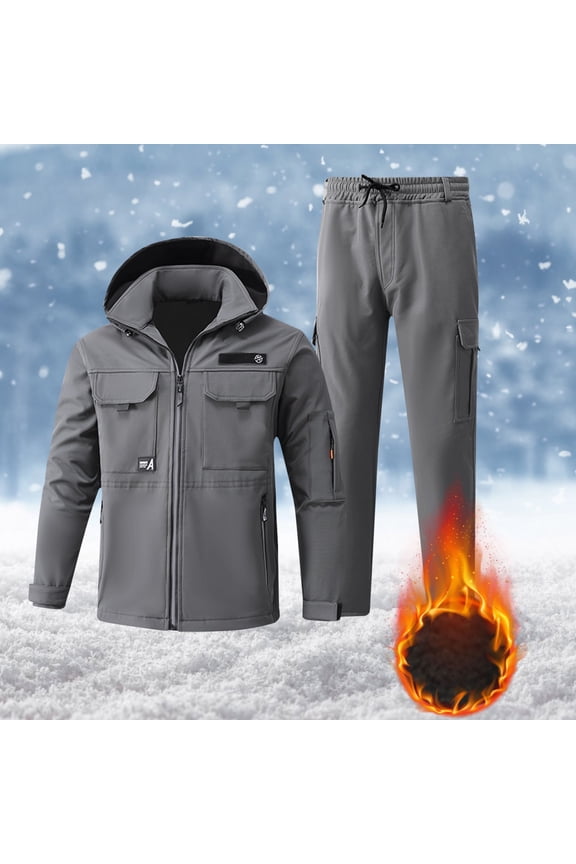 Men's Winter Snow Coat Ski Suits, Men Warm Thickening Hooded Insulated Waterproof Waterproof Snowboard Snowsuits Set