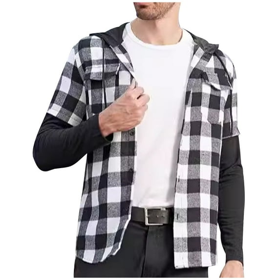 Dovford Men's Women Plaid Flannel Shirts Colour Block Long Sleeve Button Up Shirt Jackets Oversized