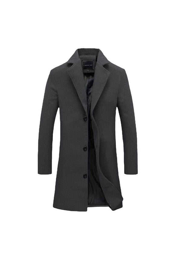 Men's Wool Blend Long Pea Coat Single Breasted Casual Warm Winter Trench Coat Overcoat with Pockets