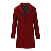 Dovford Mens Wool Blend Long Pea Coat Single Breasted Casual Warm Winter Trench Coat Overcoat with Pockets