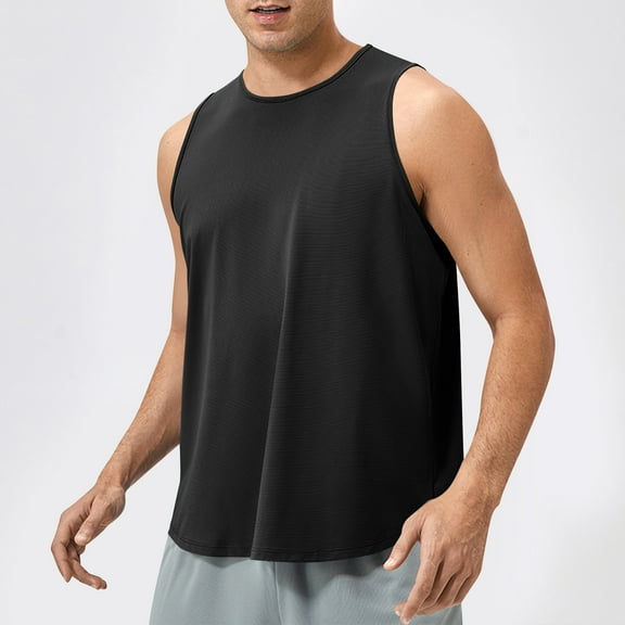 Dovford Men's Workout Sleeveless Shirt Quick Dry Stretchy Swim Shirts Athletic Gym Running Beach Tank Top