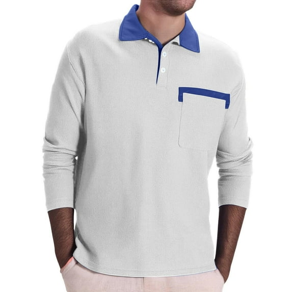Dovford Men's and Big Men's Shirts Long Sleeve Tops for Men Collared Pullover Polo Shirts