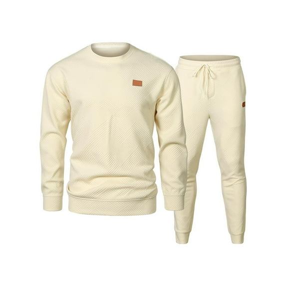 Dovford Mens 2 Piece Outfits Knit Jacquard Pullover Sweatshirt Tracksuit & Joggers Sweatpants Sweatsuit Sets with Pockets