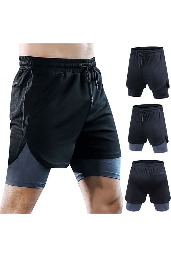 Mens 2 in 1 Running Shorts Quick Dry Athletic Shorts with Liner, Workout Shorts with Zip Pockets and Towel Loop
