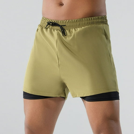 Dovford Mens 2-in-1 Swim Trunks with Compression Liner 7" Quick Dry Athletic Running Beach Board Shorts with Pockets