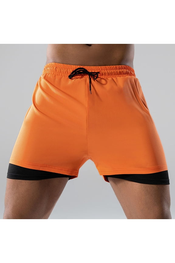 Mens 2-in-1 Swim Trunks with Compression Liner 7" Quick Dry Athletic Running Beach Board Shorts with Pockets