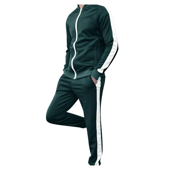 Dovford Mens 2024 2 Pieces Solid & Colorblock Tracksuit Outfit Set, Jogging Sport Gym Sweatsuit Pants Activewear Jumpsuit