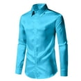 thumbnail image 1 of Dovford Mens 70s Disco Shirts Party Costume Shiny Long Sleeve Button Down Shirt Party Stage Bright Casual Tees, 1 of 7