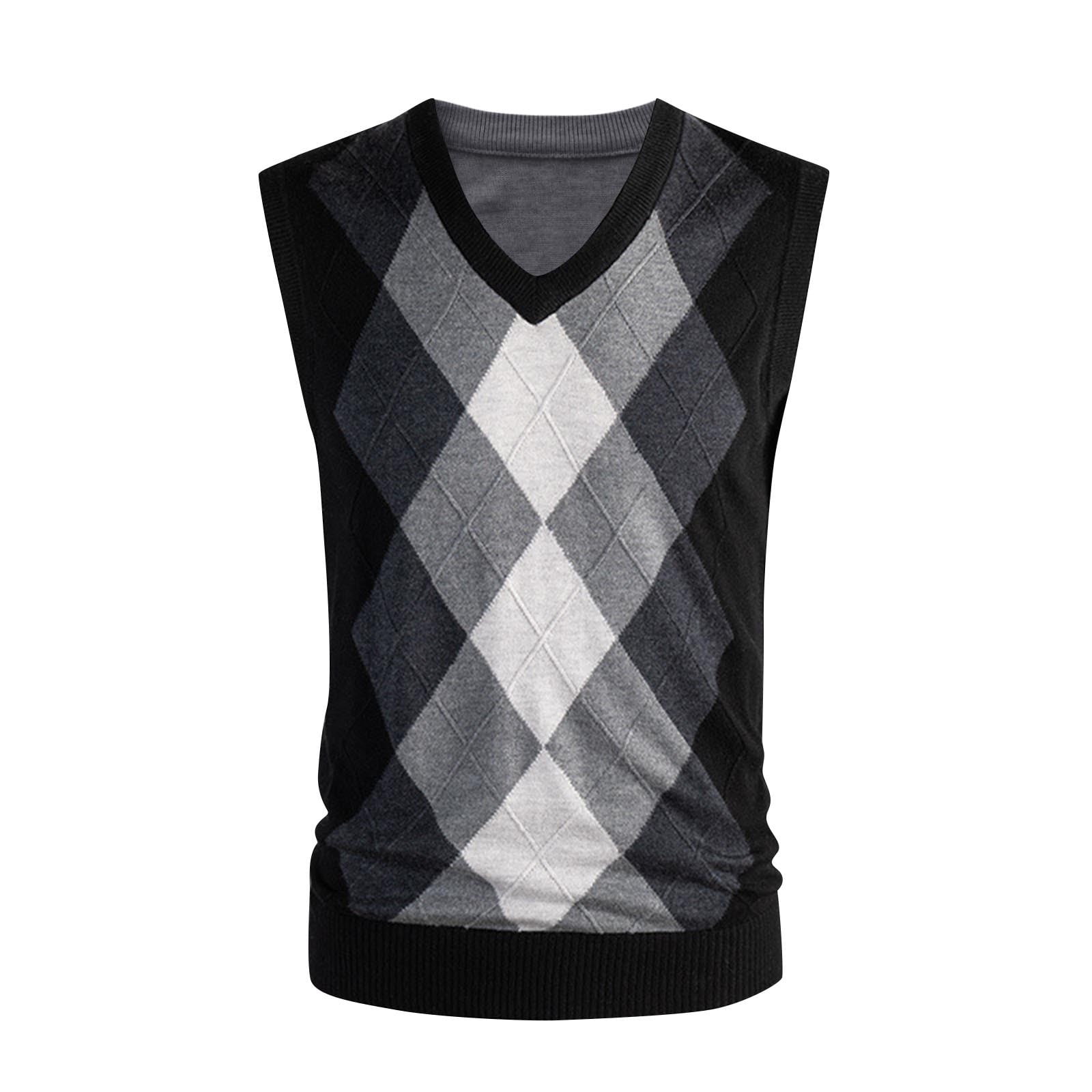 Dovford Mens Argyle Sweater Vests Classic VNeck Sleeveless Pullover