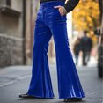 thumbnail image 1 of Dovford Mens Bell Bottom Pants 70s Disco Outfits Slim Fit Velvet Retro Flared Trousers Party Jogger Pants, 1 of 7