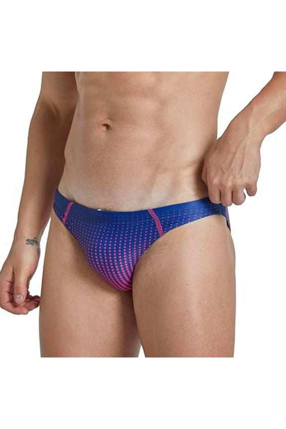 Mens Bikini Swimwear Fashion Swimsuit Gradient Design Swim Briefs with Drawstring Low Waist Bathing Suit