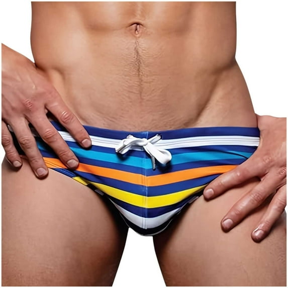 Dovford Mens Bikini Swimwear Fashion Swimsuit Gradient Design Swim Briefs with Drawstring Low Waist Bathing Suit