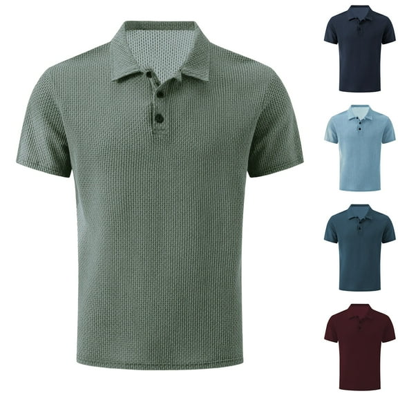 Dovford Mens Bubble Jacquard Polo Shirt Super Stretch Short Sleeve Polo Shirts for Men 2025