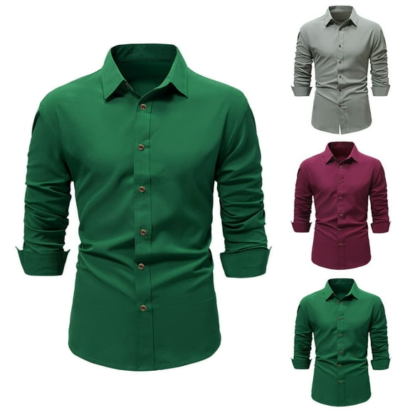 Dovford Mens Business Dress Shirts Long Sleeve Casual Button Down Shirt Formal Inner Collar Contrast Shirt for Men Wedding