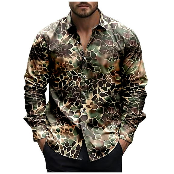 Dovford Mens Camouflage Buttons Down Shirts Casual Tropical Holiday Beach Shirts Tops 2025