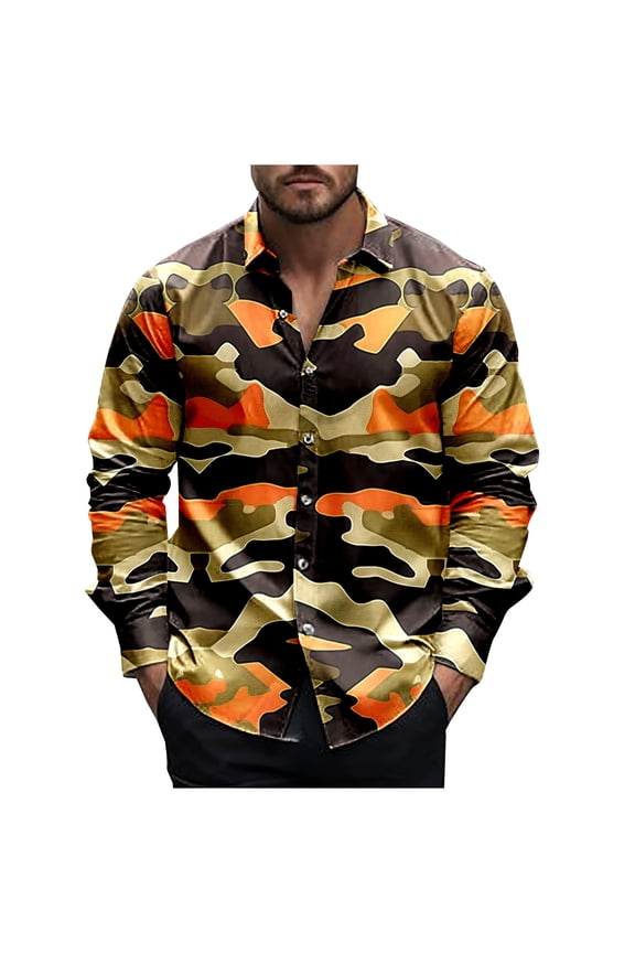 Mens Camouflage Buttons Down Shirts Casual Tropical Holiday Beach Shirts Tops 2025