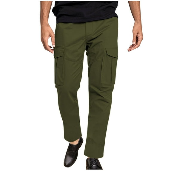 Dovford Mens Cargo Pants Classic Fit Pants Cotton Mens Work Pants Casual Elastic Waist Men Pants with Pcckets