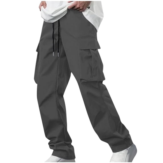Dovford Mens Casual Joggers Pants Cargo Pants Men Multi Pockets Tapered Sweatpants Drawstring Elastic Waist Outdoor Trousers