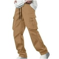 thumbnail image 1 of Dovford Mens Casual Joggers Pants Cargo Pants Men Multi Pockets Tapered Sweatpants Drawstring Elastic Waist Outdoor Trousers, 1 of 7