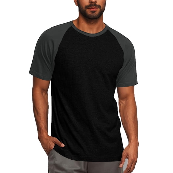 Dovford Mens Casual Slim Fit T Shirts Raglan Short Sleeve Crewneck Baseball Tees Color Block Workout Fashion Shirt