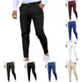 thumbnail image 1 of Dovford Mens Chinos Slim Fit Pants Flat Front Stretch Skinny Tapered Dress Pants Comfort Casual Solid Trousers 2024, 1 of 6