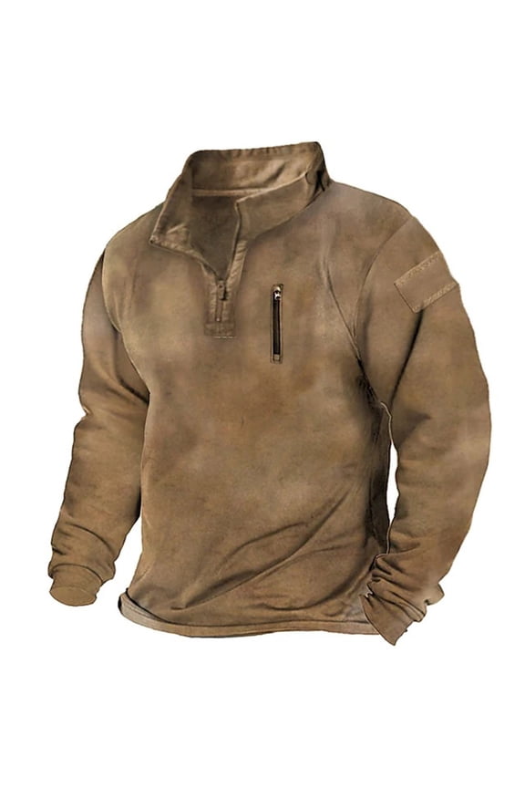 Mens Corduroy Shirt with Elbow Patches Button Up Mock Neck Long Sleeve Sweaters Casual Polo Sweatshirts No Hood