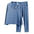 thumbnail image 1 of Dovford Mens Cotton Pajamas Set Classic Long Sleeved Button Down Shirts and Long Pants Sleepwear Loungewear, 1 of 3