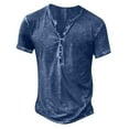 thumbnail image 1 of Dovford Mens Distressed Henley Shirts Retro Short Sleeve Tee Shirts Casual Button Down Washed T-Shirts for Men, 1 of 5