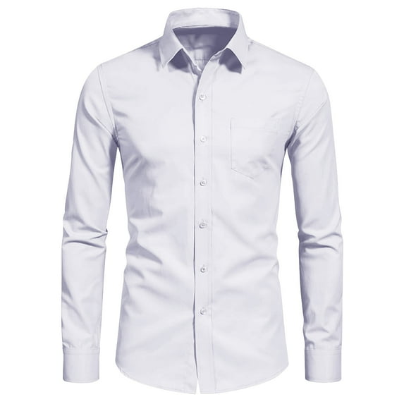 Dovford Mens Dress Shirts 4-Way Stretch Long Sleeve Collared Casual Solid Wedding Dating Button Down Shirt