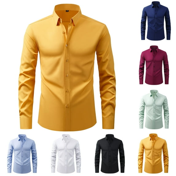 Dovford Mens Dress Shirts Long Sleeve Dress Shirts for Men Cotton Button Down Shirt Regular Big and Tall Dress Shirts