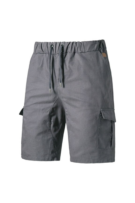 Mens Elastic Waist Cargo Shorts Zipper Stretch Lightweight Summer Outdoor Multi Pocket Casual Short Pants