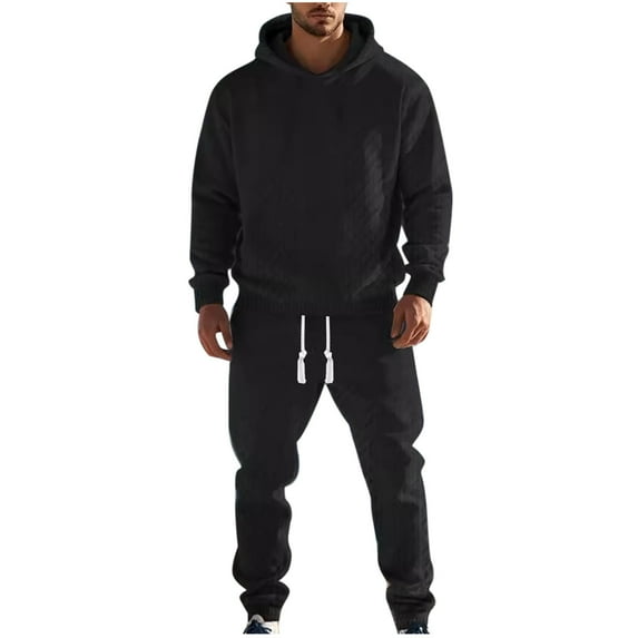 Dovford Mens Fall Winter Tracksuit Fashion Hoodies Sweatpants 2 Piece Set Fleece Warm Running Sweatsuit Jogging Suit