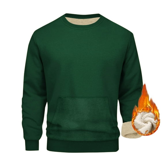 Dovford Mens Fashion Warm Fleece Crewneck Sweatshirt Thick Sherpa Lined Pullover Tops