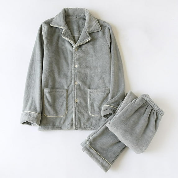 Dovford Mens Fleece Pajamas Set Soft Pajamas for Men Ultra-Warm Winter Sleepwear Long Sleeve Pjs Top & Bottom