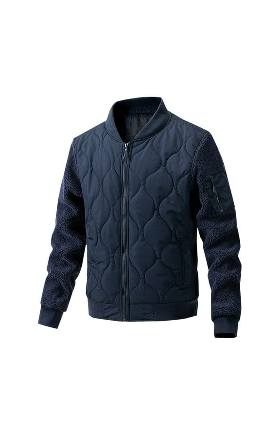Mens Flight Bomber Diamond Quilted Jacket Lightweight Varsity Jackets Winter Warm Padded Coats Outwear