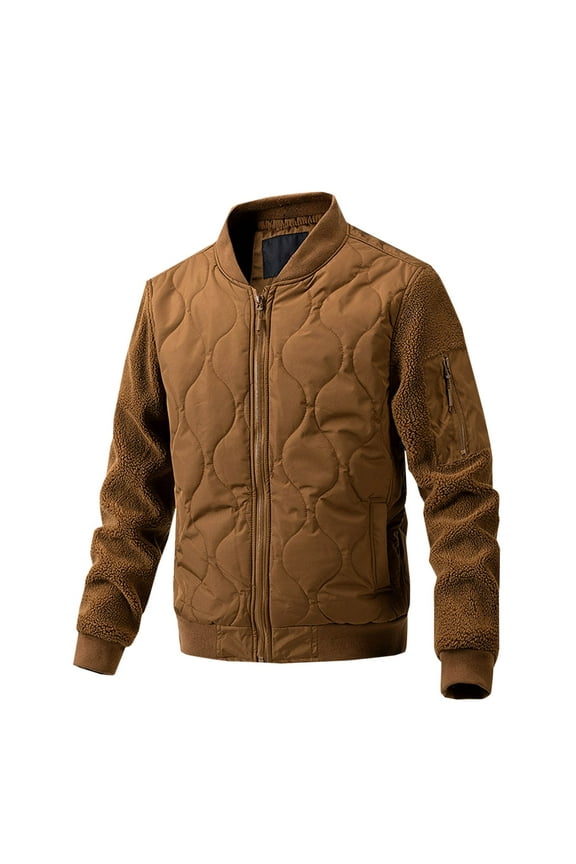 Mens Flight Bomber Diamond Quilted Jacket Lightweight Varsity Jackets Winter Warm Padded Coats Outwear