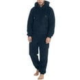 thumbnail image 1 of Dovford Mens Fuzzy Fleece Hooded Jumpsuits Long Sleeve Zip Up One Piece Plush Pajamas Onesies Big and Tall Overall Rompers, 1 of 6