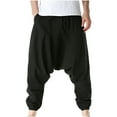 thumbnail image 1 of Dovford Mens Harem Pants Baggy Hippie Casual Cottn Linen Loose Boho Yoga Beach Drop Crotch Trouser, 1 of 7